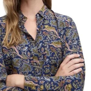 J. Crew Botanical Cheetah Jungle Button Up Silk Blouse AC373 - 10